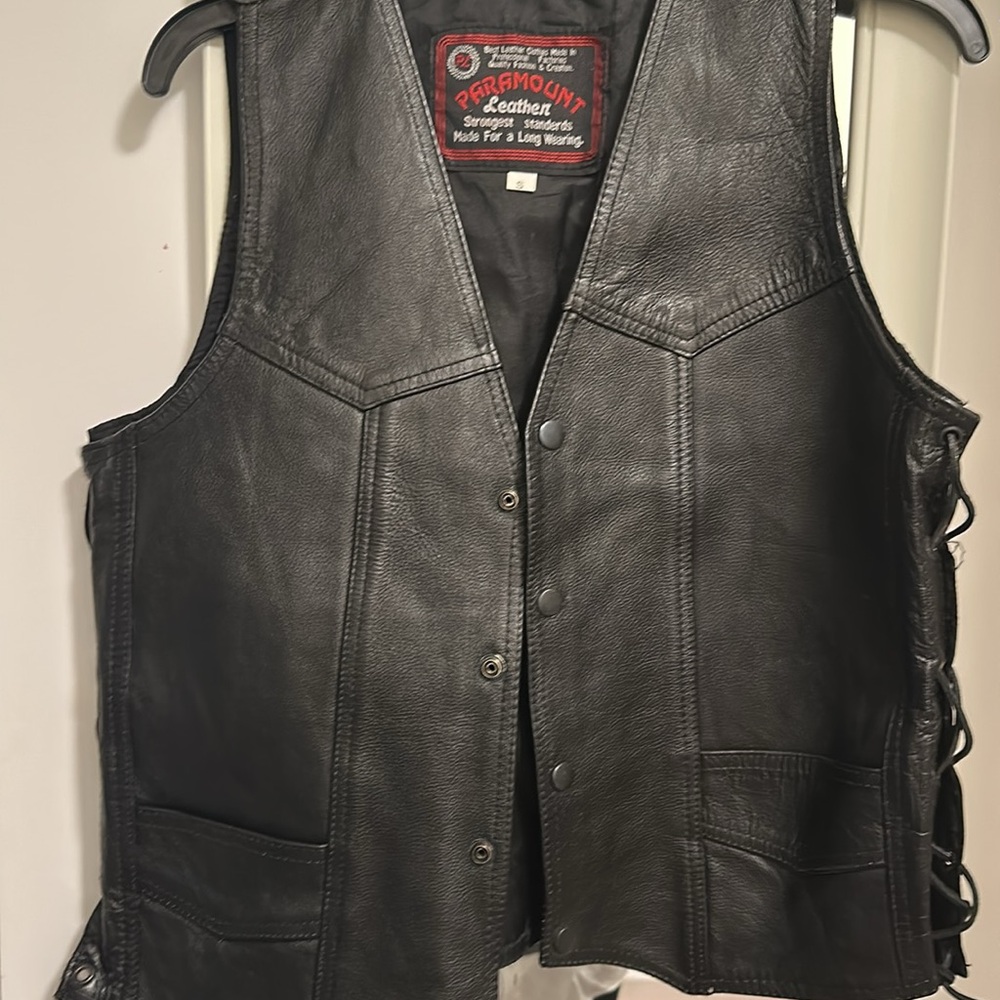 Black Genuine leather Vest EUC